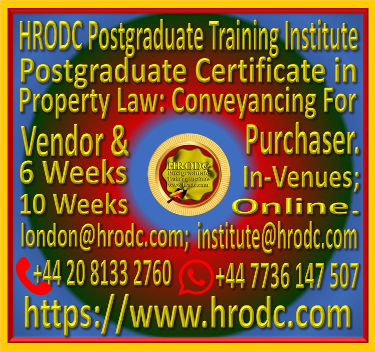 Graphics relating to our Institute’s name, Award Name, Duration In-Venues and Online (with contact details) of a Diploma - Postgraduate - Course, from HRODC Postgraduate Training Institute, https://www.hrodc.com.